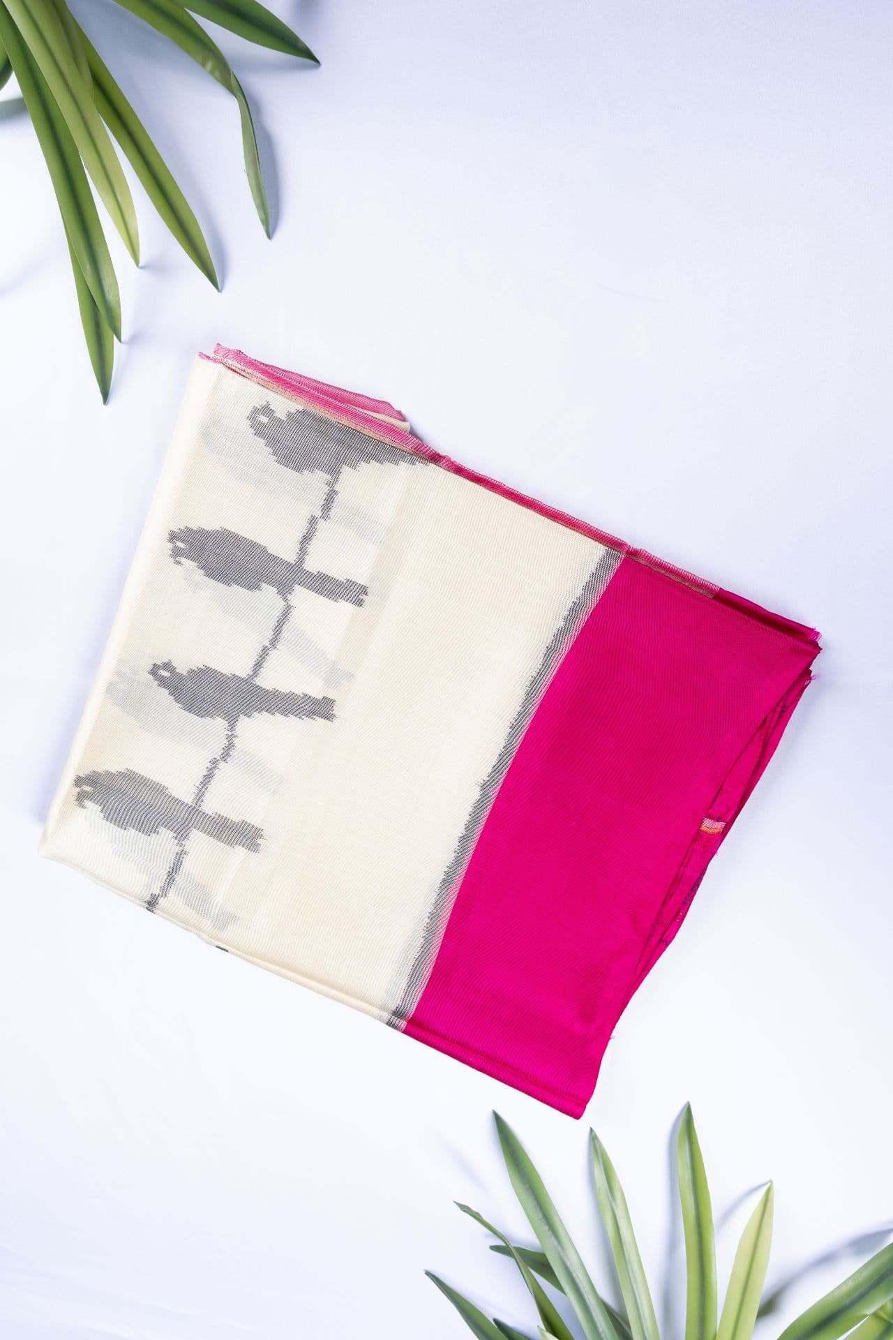 Ivory Tussar Avian Heritage Ikat Saree Buy authentic handloom gadwal silk saree