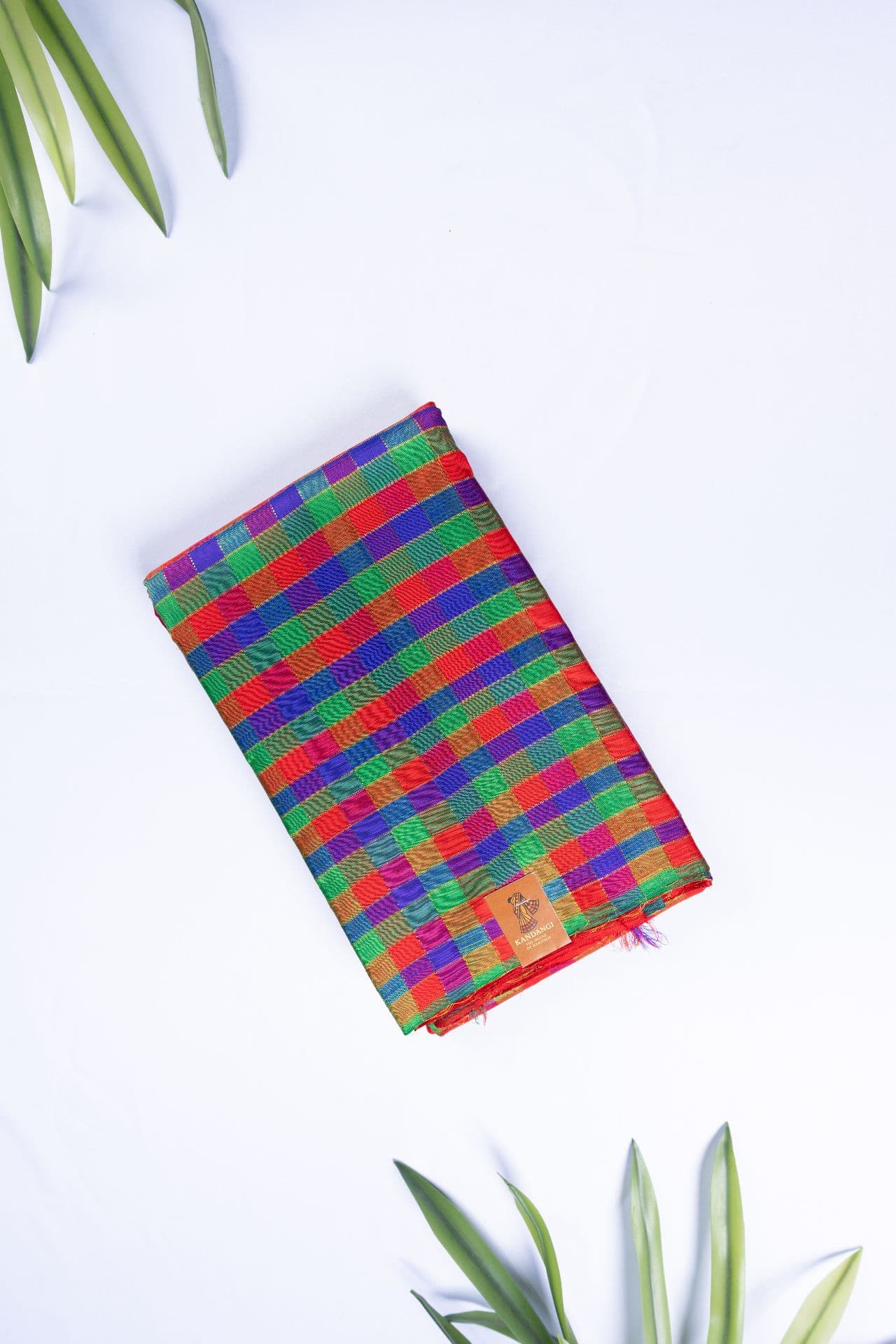 Indigo & Crimson Heritage Check Silk Saree Buy authentic handloom kanjivaram silk saree